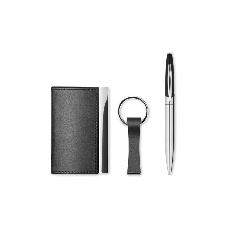 Set Cadeau d'Affaires Personnalisé - Détails Inclus - KADEAU Matières : acier inoxydable Couleurs : noir cadeau entreprise pas c