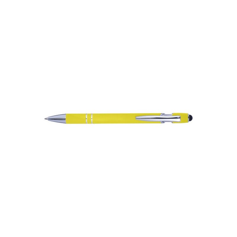 Stylo bille personnalisé en métal Primo Matières : caoutchouc Couleurs : jaune
