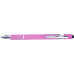 Stylo bille personnalisé en métal Primo Matières : caoutchouc Couleurs : rose objet promotionnel éco-responsable