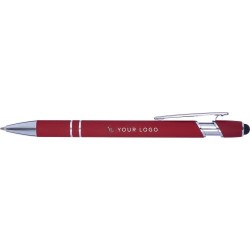 Stylo bille personnalisé en métal Primo Matières : caoutchouc Couleurs : rouge cadeau affaires élégant