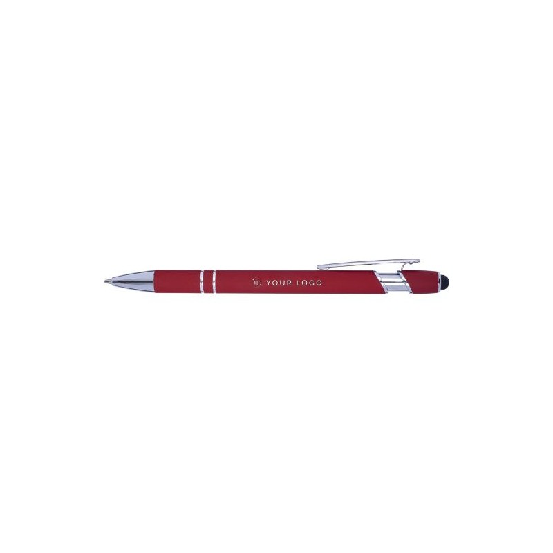 Stylo bille personnalisé en métal Primo Matières : caoutchouc Couleurs : blanc goodies entreprise design