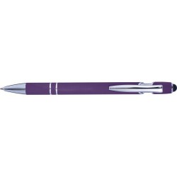 Stylo bille personnalisé en métal Primo Matières : caoutchouc Couleurs : pourpre marquage laser ultra précis