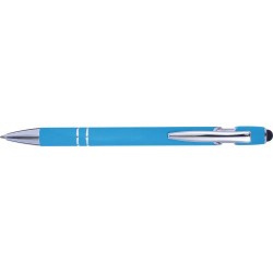 Stylo bille personnalisé en métal Primo Matières : caoutchouc Couleurs : bleu clair cadeau collaborateur premium