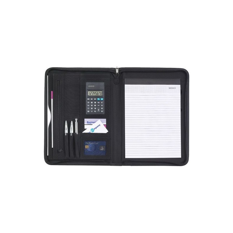 Conférencier zippé A4 en microfibre personnalisable Rianna Matières : microfibre Couleurs : noir personnalisable avec votre logo