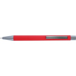 Stylo bille en métal personnalisé Emmett Matières : caoutchouc Couleurs : rouge