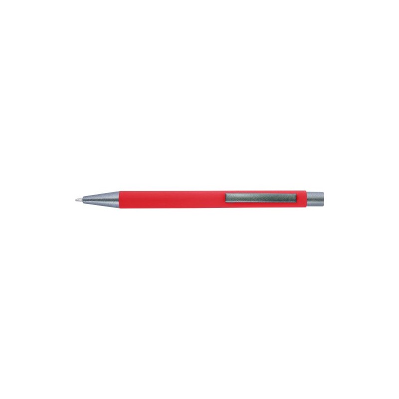Stylo bille en métal personnalisé Emmett Matières : caoutchouc Couleurs : rouge