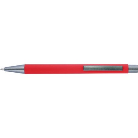 Stylo bille en métal personnalisé Emmett Matières : caoutchouc Couleurs : rouge