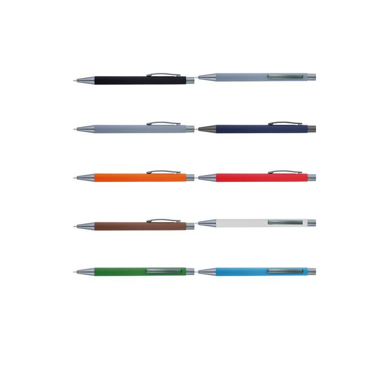 Stylo bille en métal personnalisé Emmett Matières : caoutchouc Couleurs : rouge personnalisable avec votre logo