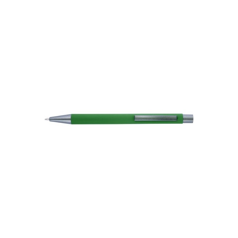 Stylo bille en métal personnalisé Emmett Matières : caoutchouc Couleurs : vert objet promotionnel éco-responsable