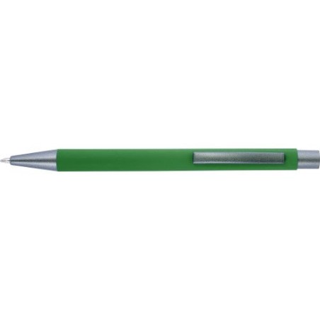 Stylo bille en métal personnalisé Emmett Matières : caoutchouc Couleurs : vert objet promotionnel éco-responsable