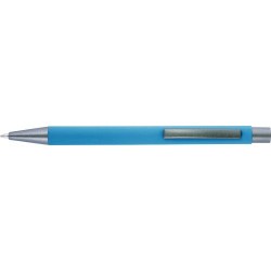 Stylo bille en métal personnalisé Emmett Matières : caoutchouc Couleurs : bleu clair livraison express 24h 48h