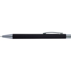 Stylo bille en métal personnalisé Emmett Matières : caoutchouc Couleurs : noir personnalisation rapide en France