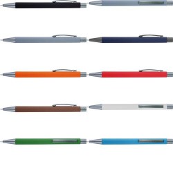 Stylo bille en métal personnalisé Emmett Matières : caoutchouc Couleurs : noir goodies publicitaire événementiel