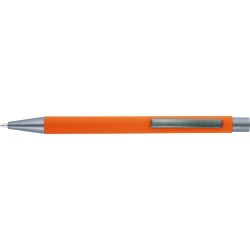 Stylo bille en métal personnalisé Emmett Matières : caoutchouc Couleurs : orange marquage laser ultra précis