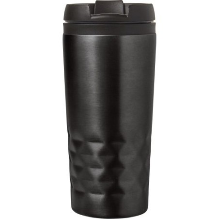 Mug isotherme personnalisé élégant à double paroi Lorraine Matières : métal Couleurs : noir