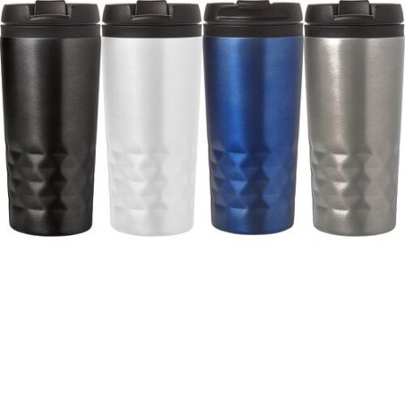 Mug isotherme personnalisé élégant à double paroi Lorraine Matières : métal Couleurs : noir personnalisation rapide en France
