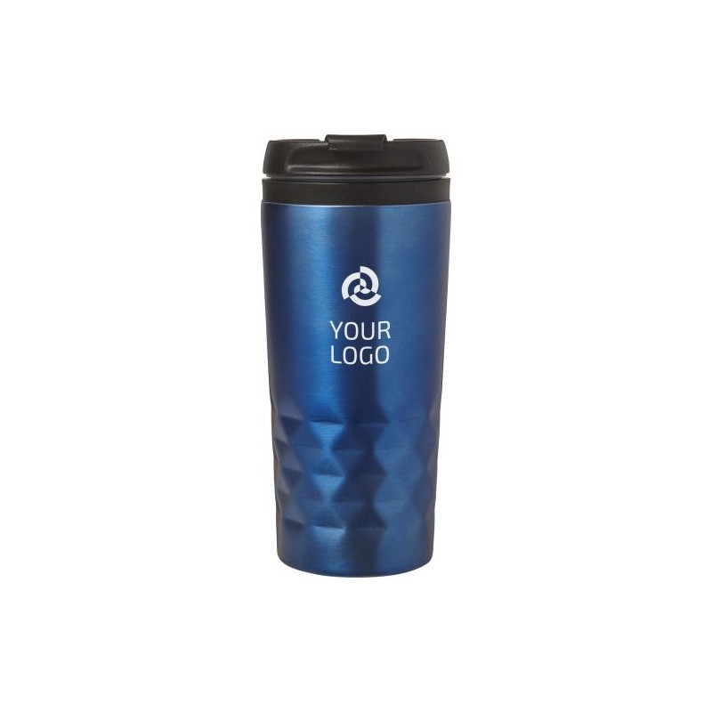 Mug isotherme personnalisé élégant à double paroi Lorraine Matières : métal Couleurs : noir objet promo petit budget