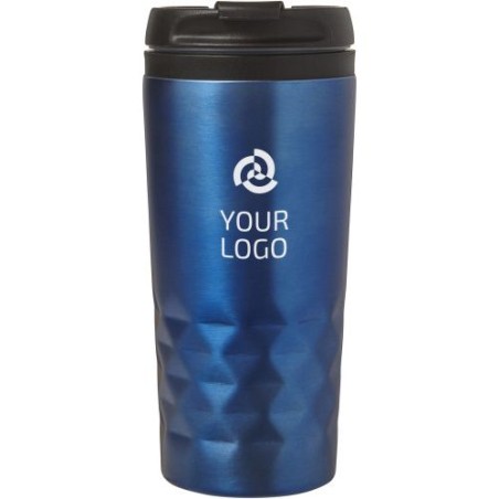 Mug isotherme personnalisé élégant à double paroi Lorraine Matières : métal Couleurs : noir objet promo petit budget