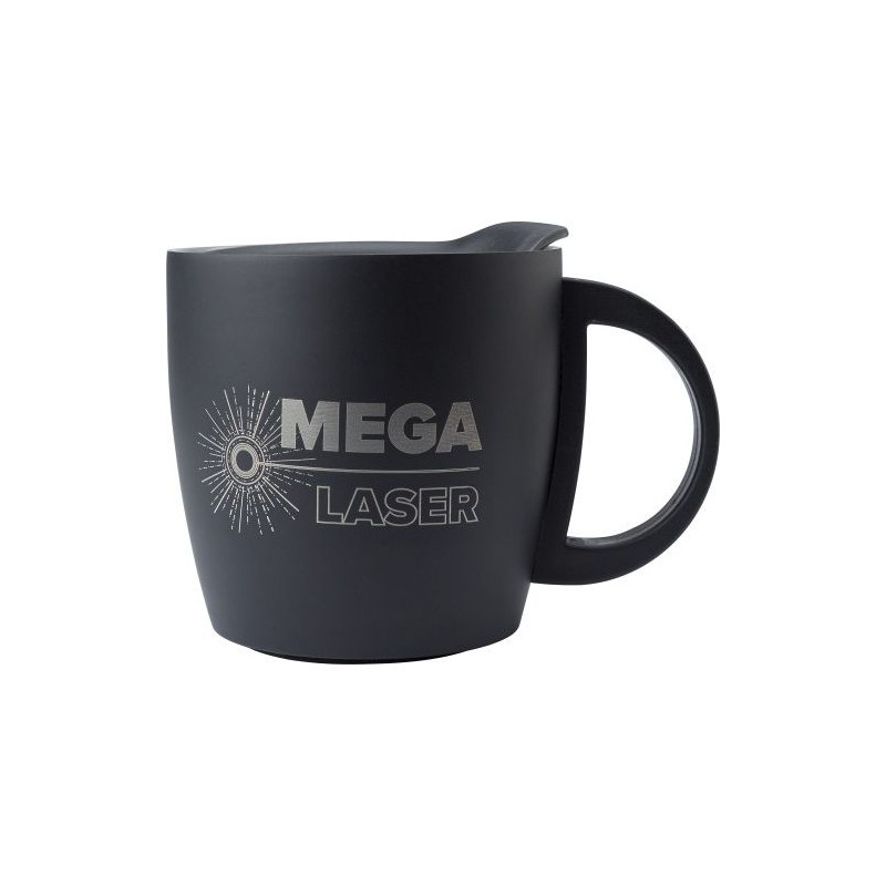 Mug isotherme étanche double paroi personnalisé Rania Matières : métal Couleurs : noir personnalisable avec votre logo
