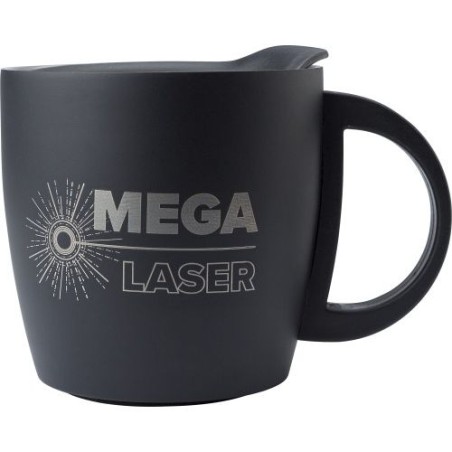 Mug isotherme étanche double paroi personnalisé Rania Matières : métal Couleurs : noir personnalisable avec votre logo