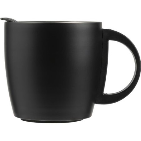 Mug isotherme étanche double paroi personnalisé Rania Matières : métal Couleurs : noir cadeau entreprise pas cher