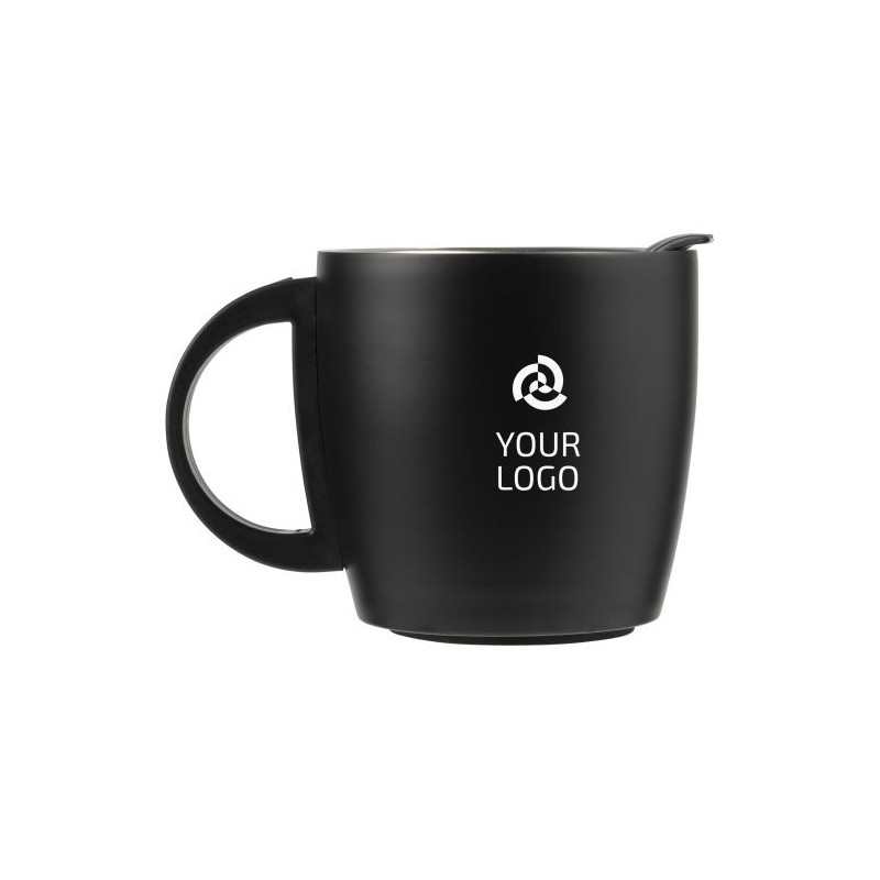 Mug isotherme étanche double paroi personnalisé Rania Matières : métal Couleurs : noir goodies publicitaire événementiel