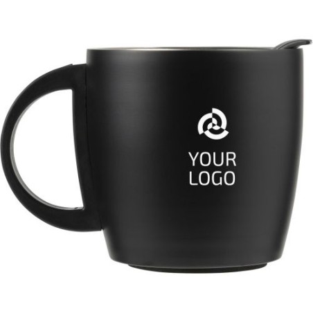 Mug isotherme étanche double paroi personnalisé Rania Matières : métal Couleurs : noir goodies publicitaire événementiel