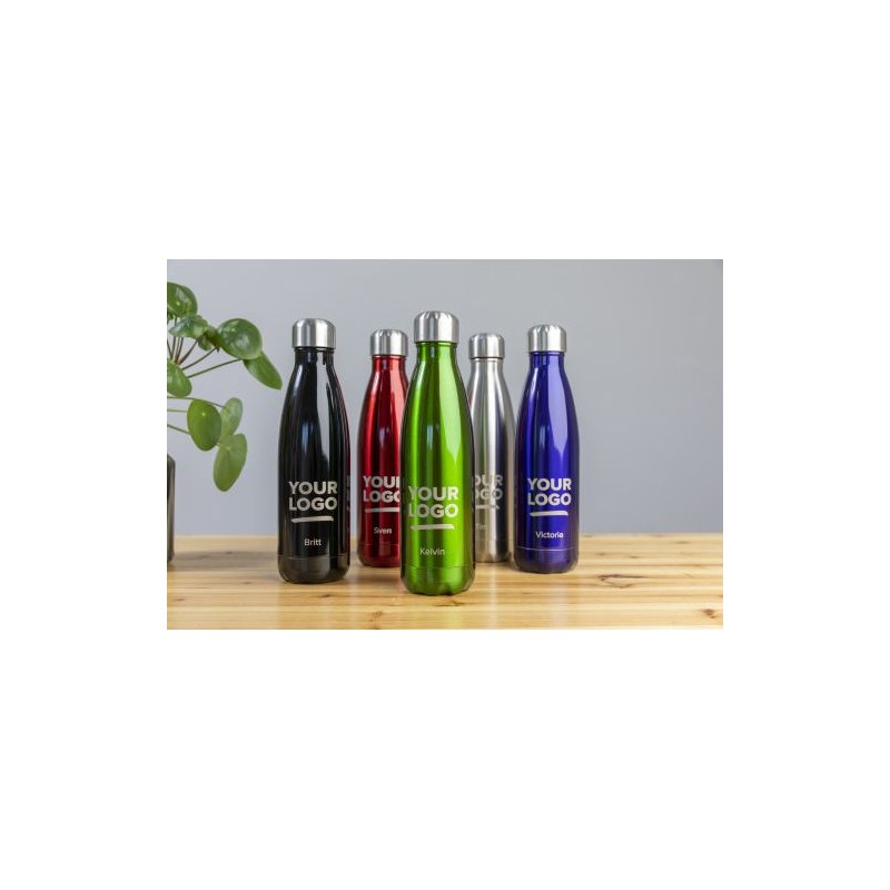 Gourde isotherme personnalisée en acier inoxydable de 500 ml Lombok Matières : acier inoxydable Couleurs : vert objet publicitai