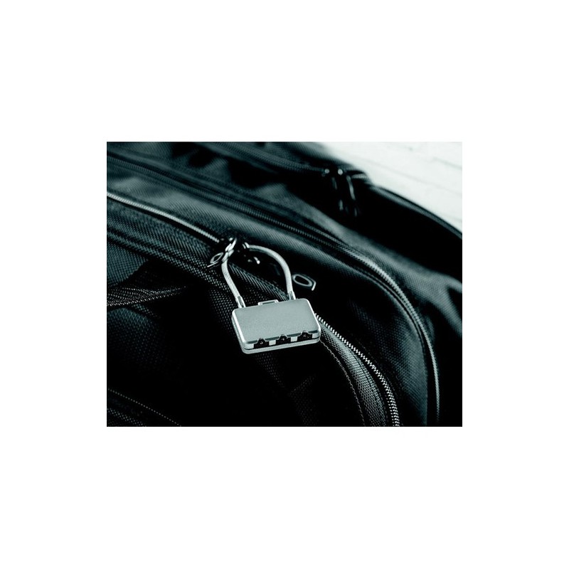 Cadenas Personnalisé de Voyage Éco-responsable THREECODE Matières : métal Couleurs : argenté mat cadeau entreprise pas cher