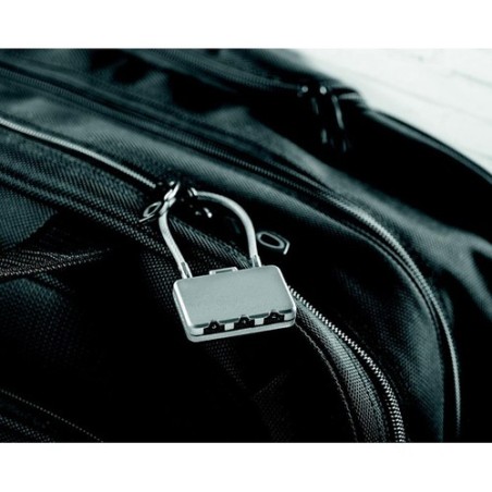 Cadenas Personnalisé de Voyage Éco-responsable THREECODE Matières : métal Couleurs : argenté mat cadeau entreprise pas cher