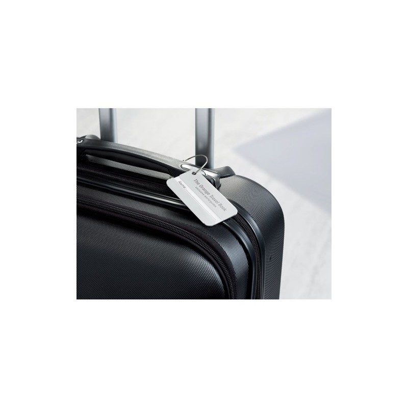 Étiquette à Bagages Personnalisée - Accessoire de Voyage TAGGY Matières : aluminium Couleurs : argenté mat cadeau entreprise pas