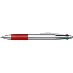 Stylo bille  personnalisé en plastique pour cadeau d'entreprise Chloë Matières : caoutchouc Couleurs : rouge marquage laser ultr
