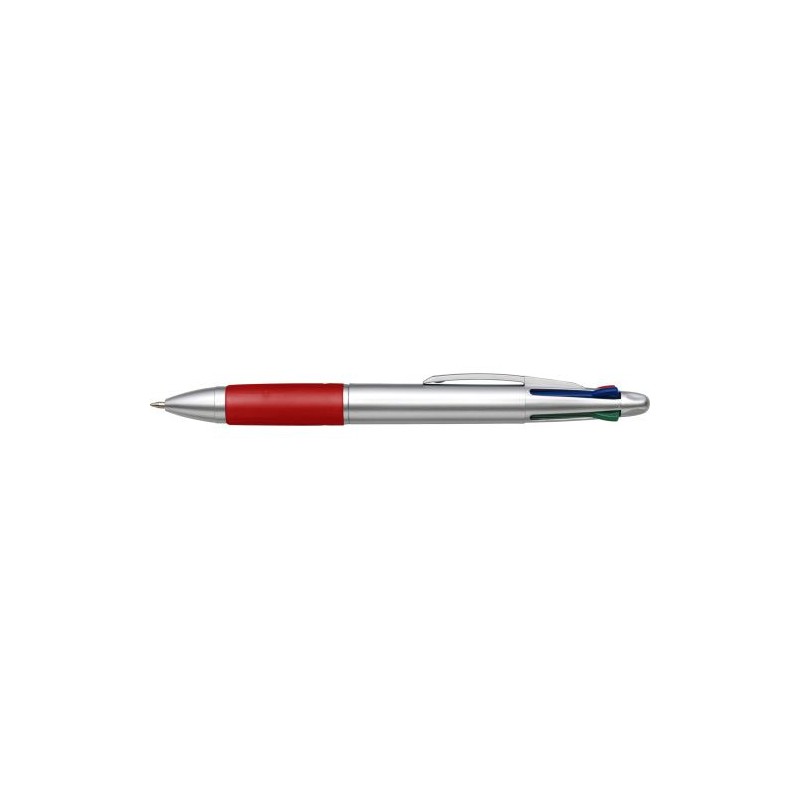 Stylo bille  personnalisé en plastique pour cadeau d'entreprise Chloë Matières : caoutchouc Couleurs : rouge marquage laser ultr
