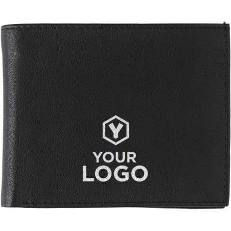 Porte-cartes de crédit et de monnaie en cuir personnalisé Yvonne Matières : cuir Couleurs : noir cadeau entreprise pas cher