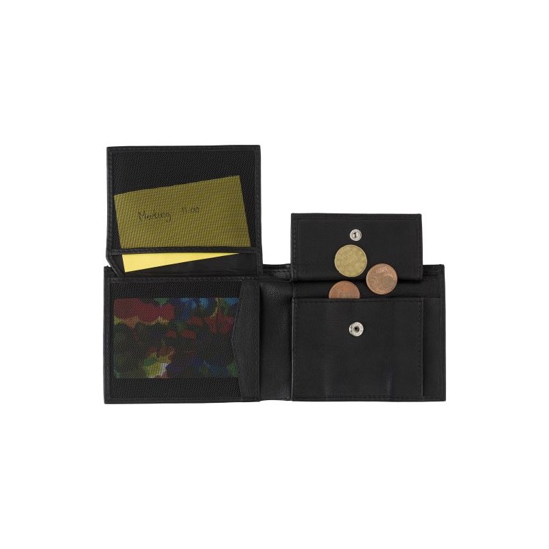 Porte-cartes de crédit et de monnaie en cuir personnalisé Yvonne Matières : cuir Couleurs : noir impression haute définition