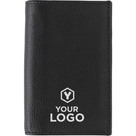 Porte-carte de crédit sécurisé et chic RFID personnalisé - Roy Matières : cuir Couleurs : noir cadeau entreprise pas cher