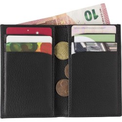 Porte-carte de crédit sécurisé et chic RFID personnalisé - Roy Matières : cuir Couleurs : noir goodies publicitaire événementiel