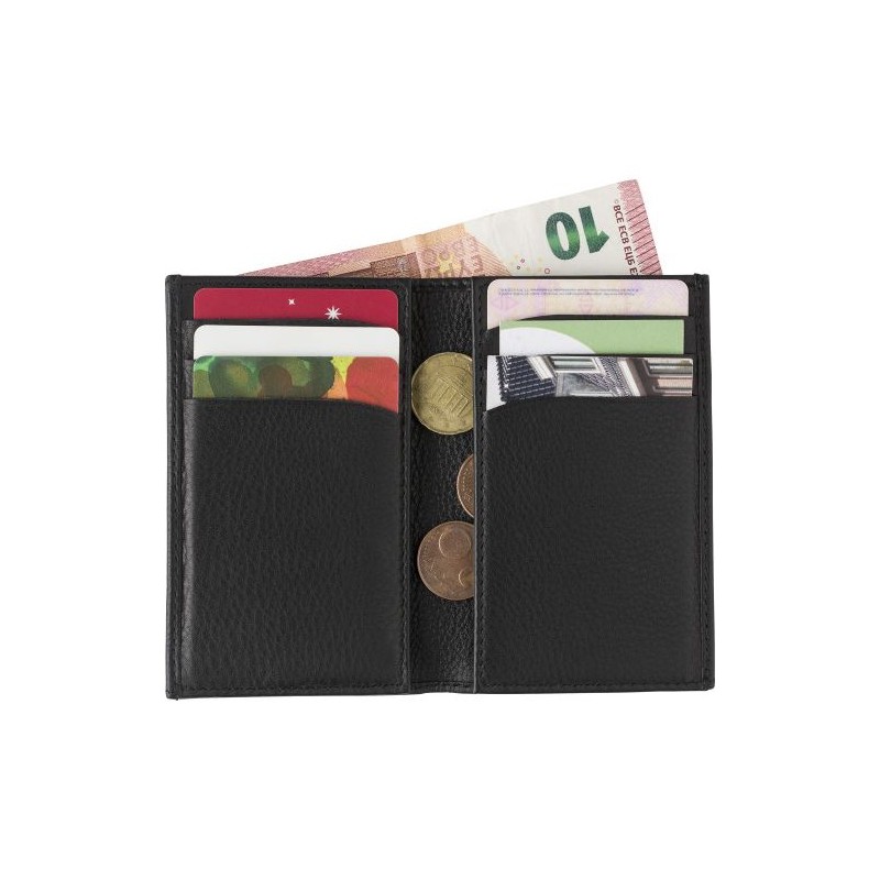 Porte-carte de crédit sécurisé et chic RFID personnalisé - Roy Matières : cuir Couleurs : noir goodies publicitaire événementiel