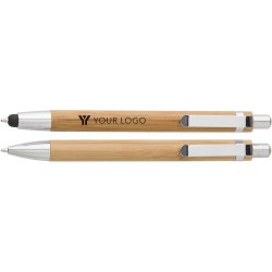 Parure  de stylo bille et porte-mine en bambou Darlene Matières : carton Couleurs : brun goodies publicitaire événementiel