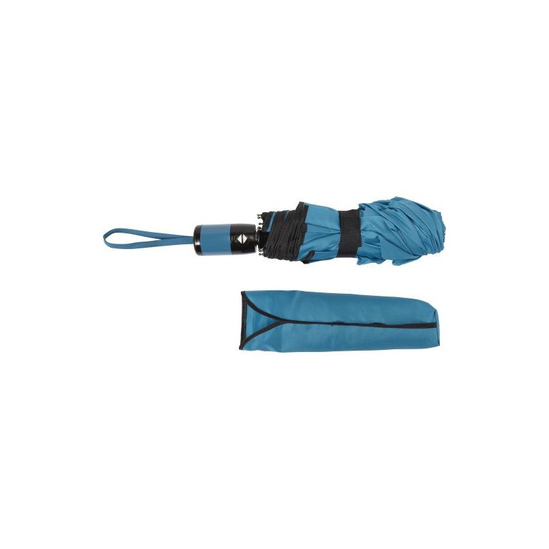 Parapluie pliable personnalisé en cadeau publicitaire Jamelia Matières : polyester Couleurs : bleu clair objet promotionnel éco-