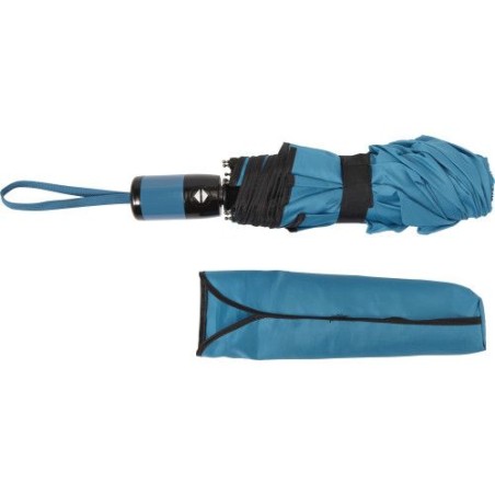 Parapluie pliable personnalisé en cadeau publicitaire Jamelia Matières : polyester Couleurs : bleu clair objet promotionnel éco-