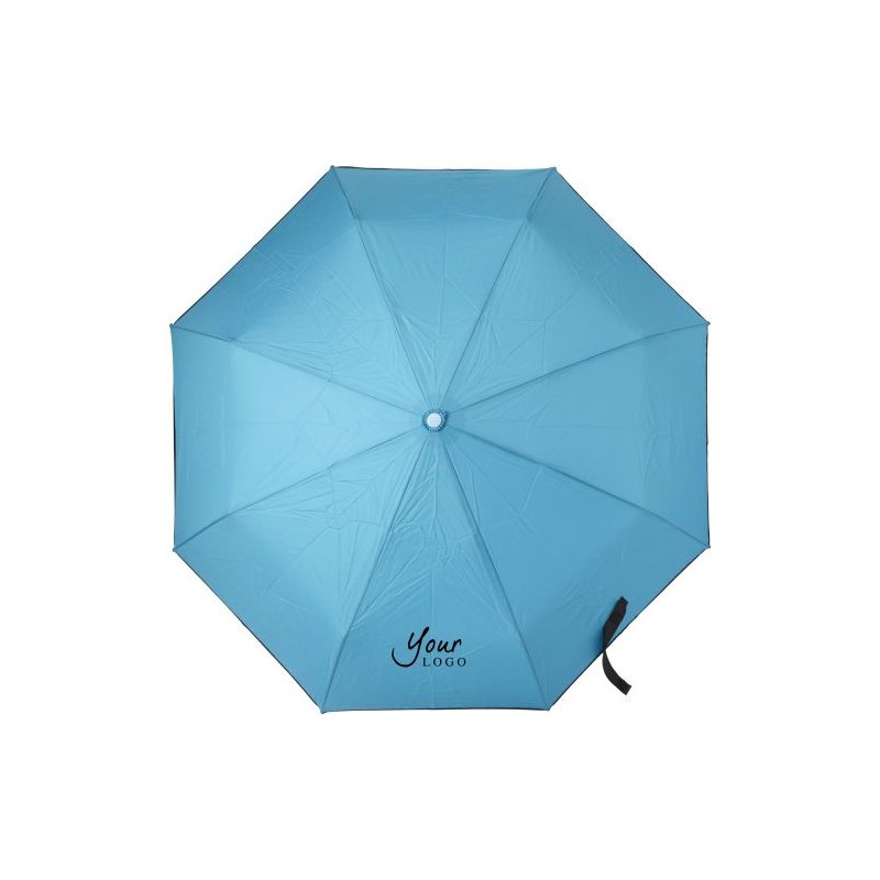 Parapluie pliable personnalisé en cadeau publicitaire Jamelia Matières : polyester Couleurs : bleu clair cadeau client original