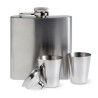 Flacon de poche  avec gobelets personnalisés - SLIMMY FLASK SET Matières : acier inoxydable Couleurs : argenté mat cadeau entrep