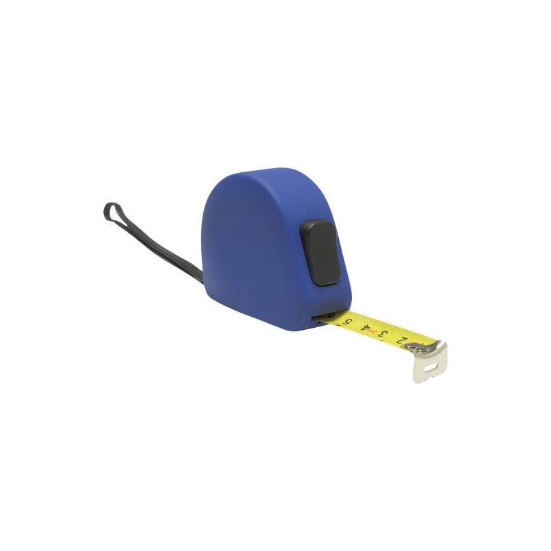 Mètre-ruban économique en gomme de 5 m - Caroline Matières : acier Couleurs : bleu cobalt marquage laser ultra précis