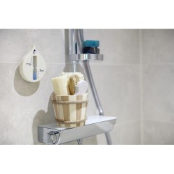 Sablier de douche personnalisé économique pratique Alaya - Accessoire Matières : plastique Couleurs : blanc marquage laser ultra
