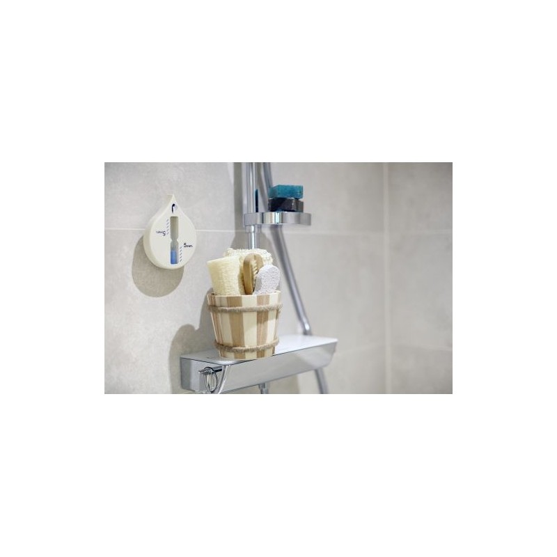 Sablier de douche personnalisé économique pratique Alaya - Accessoire Matières : plastique Couleurs : blanc marquage laser ultra