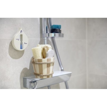 Sablier de douche personnalisé économique pratique Alaya - Accessoire Matières : plastique Couleurs : blanc marquage laser ultra