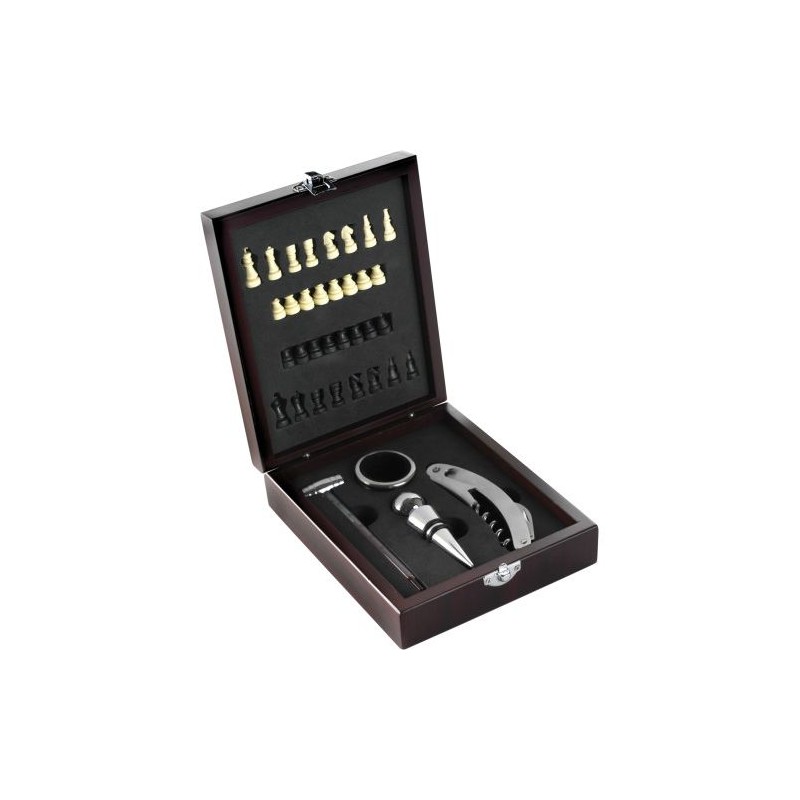 Set à vin personnalisé de 5 pièces exclusif Renée - Cadeau d'entreprise Matières : MDF Couleurs : brun