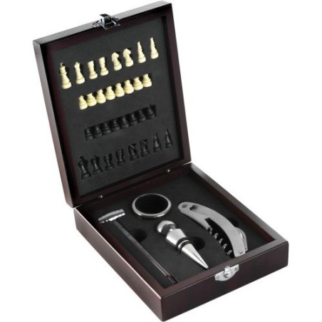 Set à vin personnalisé de 5 pièces exclusif Renée - Cadeau d'entreprise Matières : MDF Couleurs : brun goodies publicitaire évén