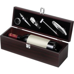 Coffret à vin de luxe personnalisé de 5 pièces Nikita Matières : velours Couleurs : brun